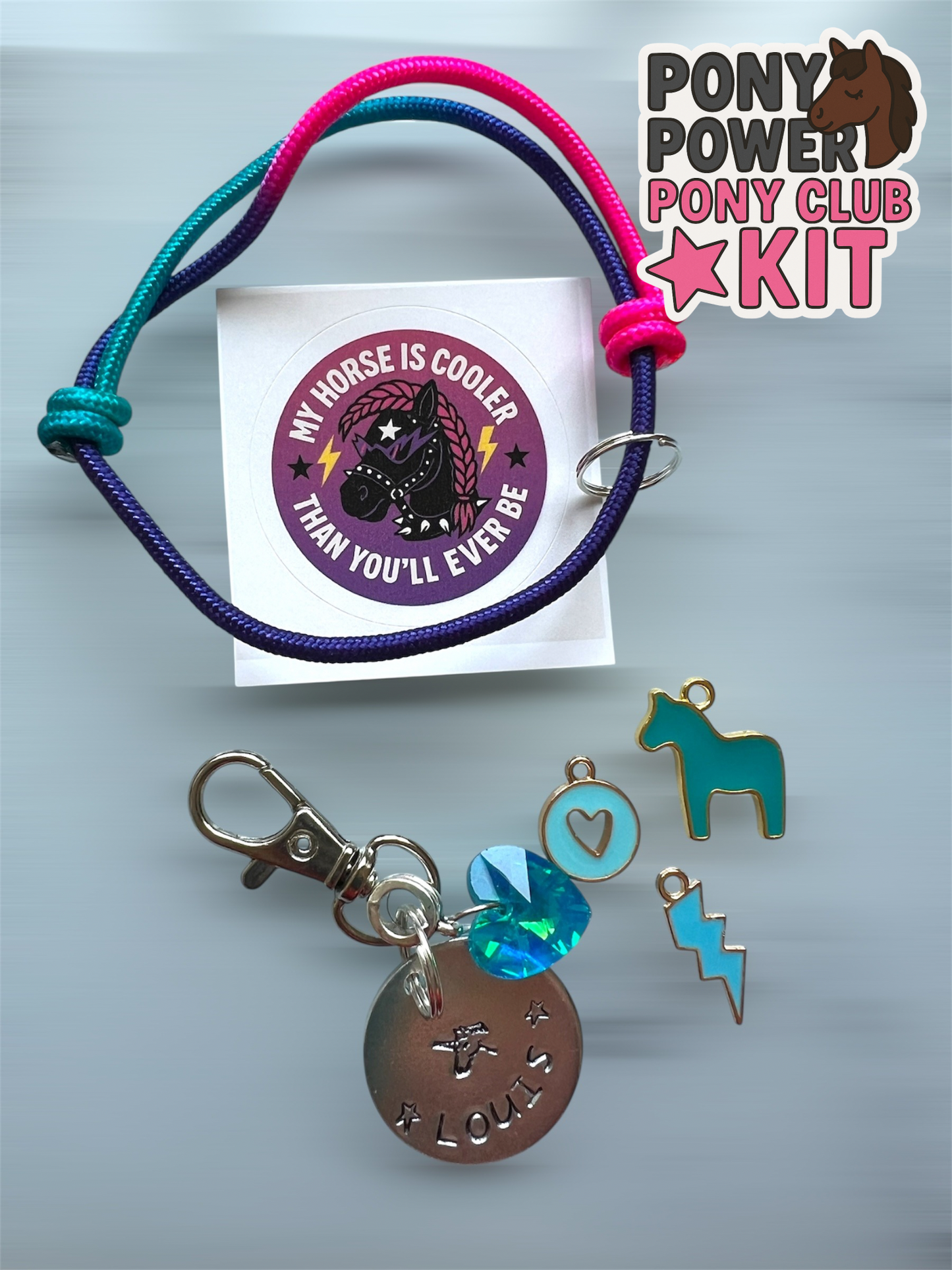 Pony Power Charm Kit – Make Your Own Pony Bracelet & Bridle Tag | DIY Equestrian Gift for Pony Club Girls & Horse Lovers