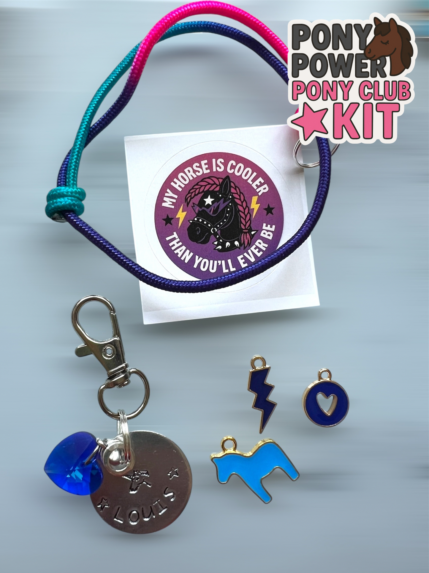 Pony Power Charm Kit – Make Your Own Pony Bracelet & Bridle Tag | DIY Equestrian Gift for Pony Club Girls & Horse Lovers