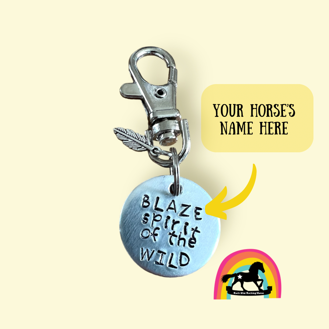 Sacred Spirit 2 Bridle Charm Bundle. Personalised horse name tags. Hand stamped.