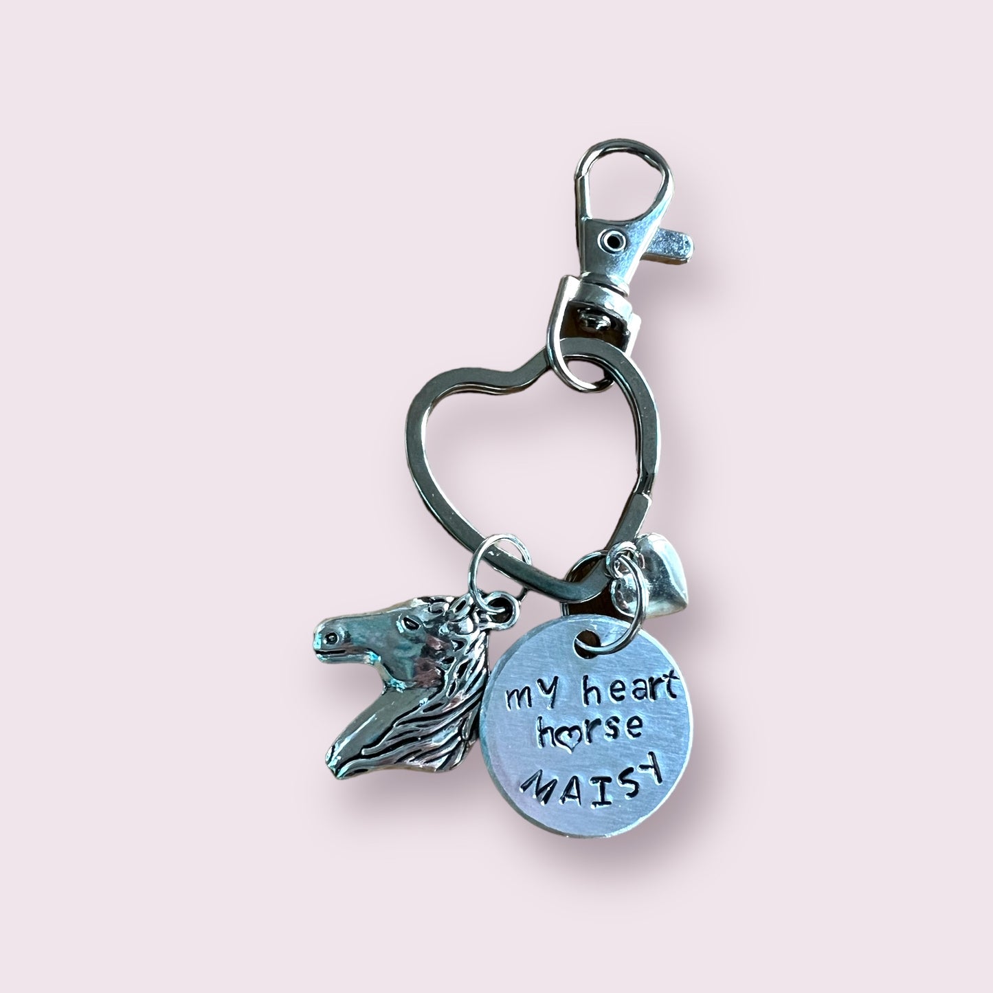 My Heart Horse key chain. Personalised with your pony’s name or horse’s name. Hand stamped keyring . Equestrian gift