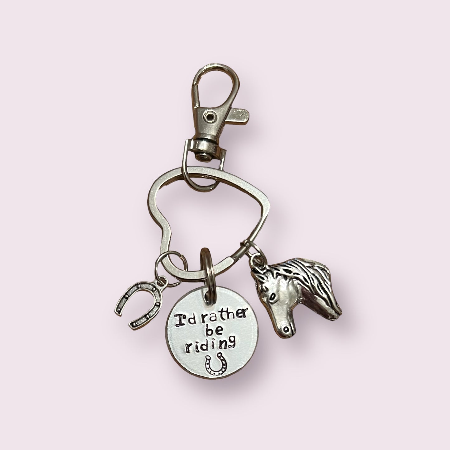 I’d Rather be Riding- Horse key chain. Hand stamped keyring . Equestrian gift
