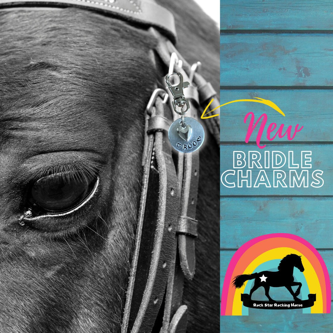 Sacred Spirit 2 Bridle Charm Bundle. Personalised horse name tags. Hand stamped.