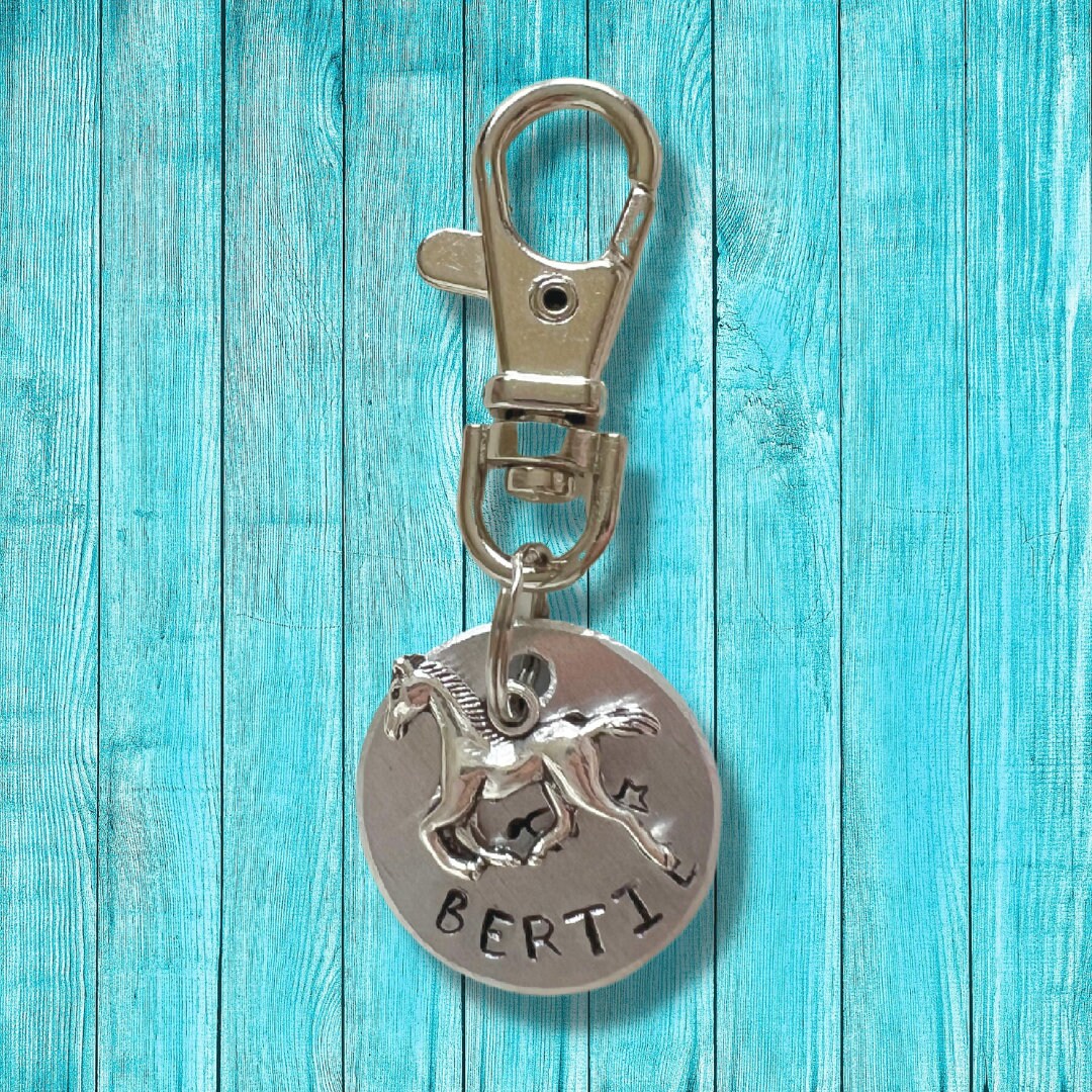 Bridle/ halter charm. Personalised horse name tag. Hand stamped. Horse Charm