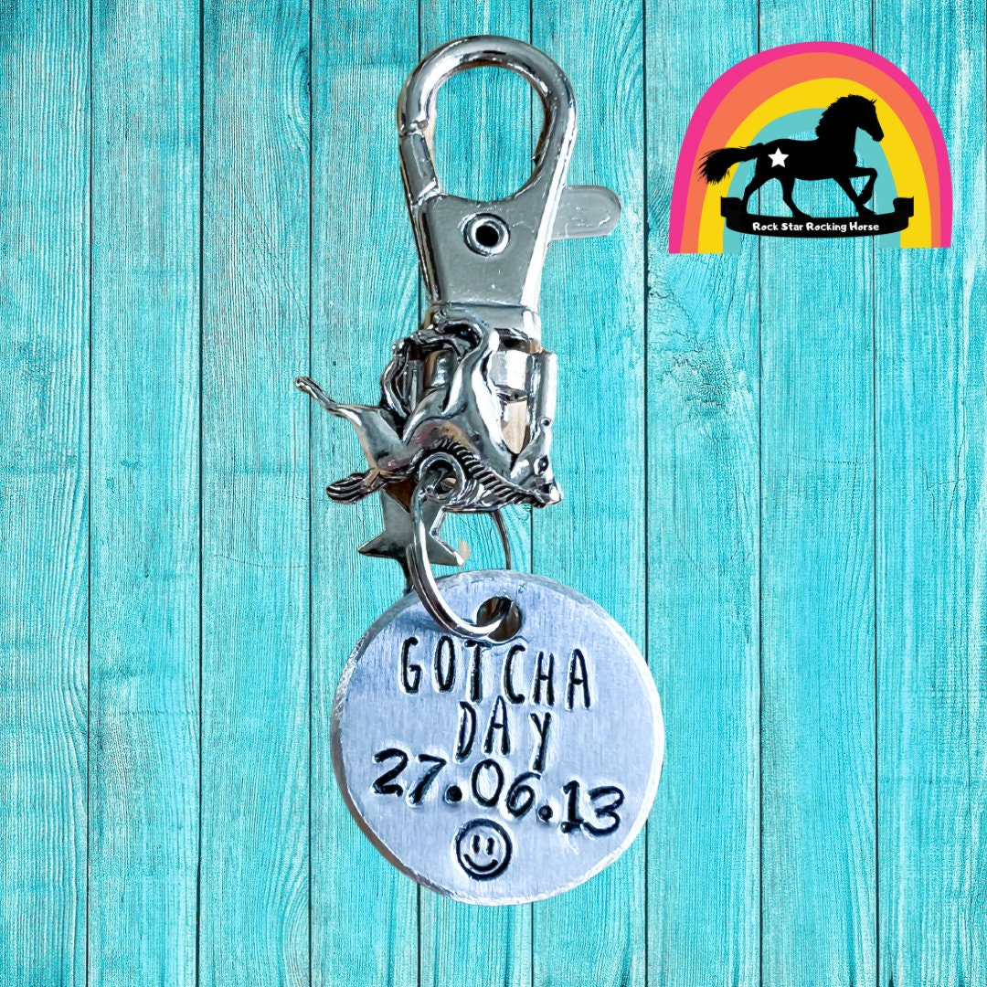Bridle/ halter charm. Personalised horse gotcha day. Hand stamped. Horse Charm