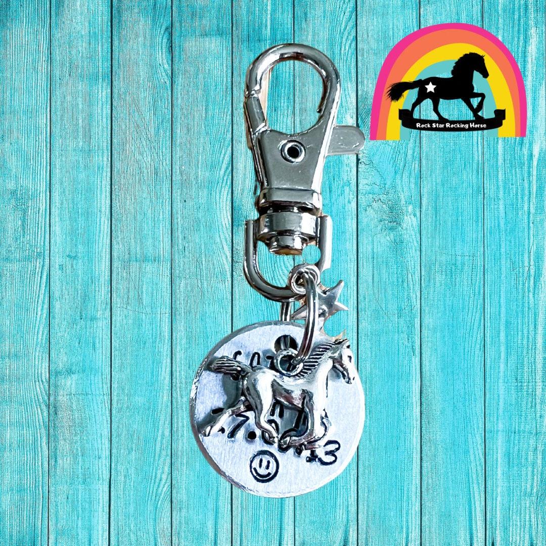 Bridle/ halter charm. Personalised horse gotcha day. Hand stamped. Horse Charm