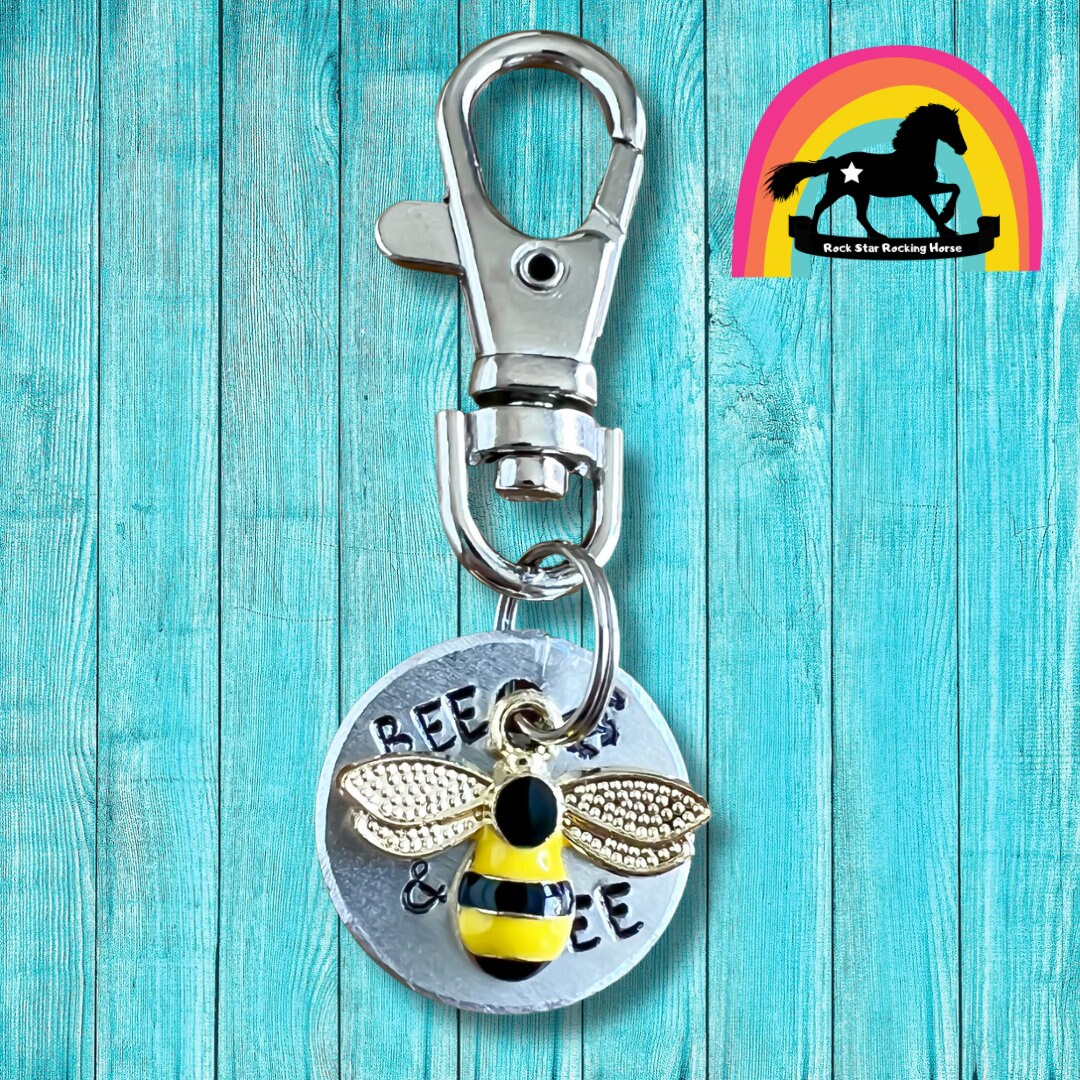 Bee Wild and Free/ Bridle/ halter charm. Personalised horse name tag. Hand stamped. Horse lover gift