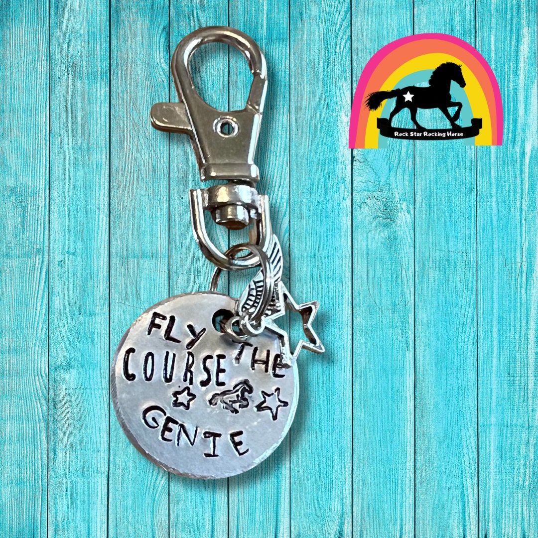 Lucky Bridle/ halter charm for show jumping. Personalised horse name tag. Hand stamped.