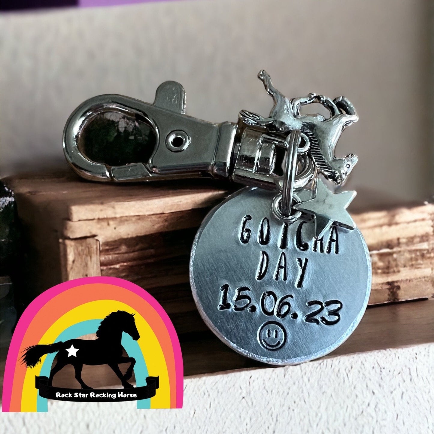 Bridle/ halter charm. Personalised horse gotcha day. Hand stamped. Horse Charm