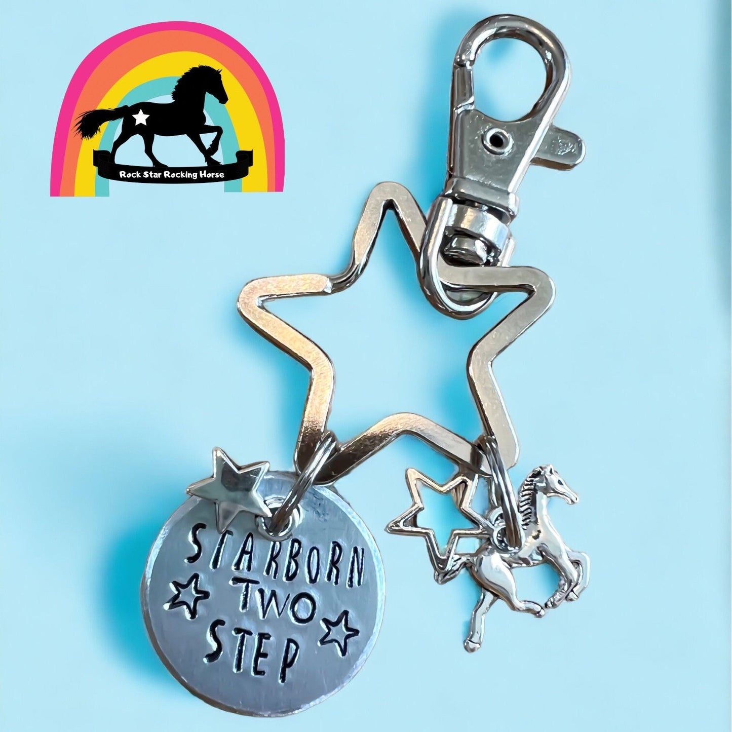 Horse lover key chain. Personalised with your pony’s name or horse’s name or show name. Hand stamped keyring . Equestrian gift