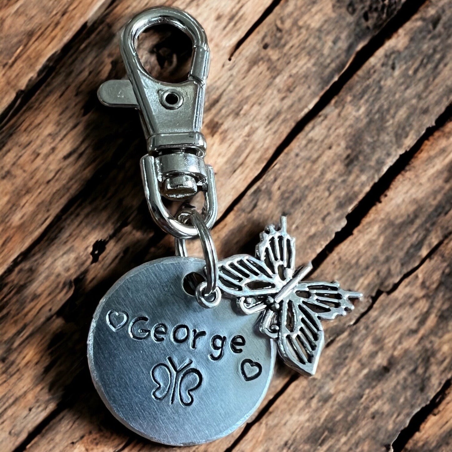 Bridle/ halter charm. Personalised horse name tag. Butterfly charm. Hand stamped