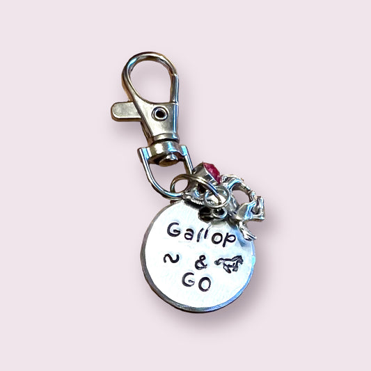 Gallop and Go!, Bridle Charm. Hand stamped. Horse lover gift