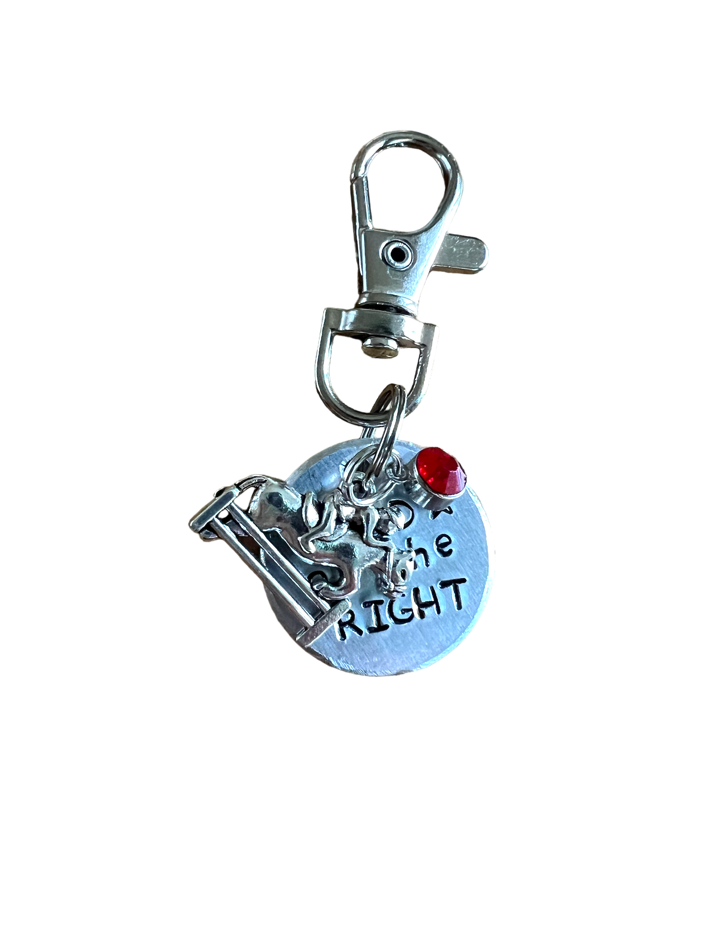 Red on the Right XC. Bridle Charm. Hand stamped. Horse lover gift