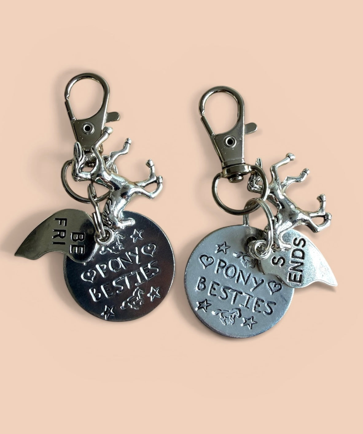 ‘Pony Besties’ Bridle Charm Set. Hand stamped.