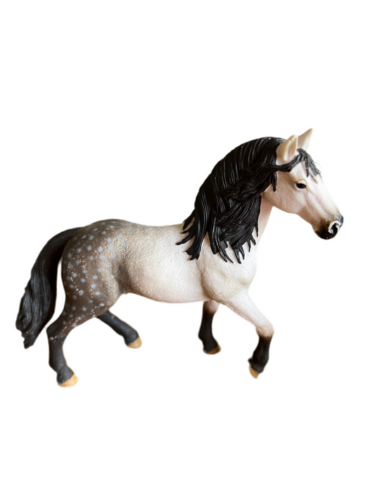 Re-Loved Rockstar: Dapple Grey Andalusian Schleich Stallion- Ash