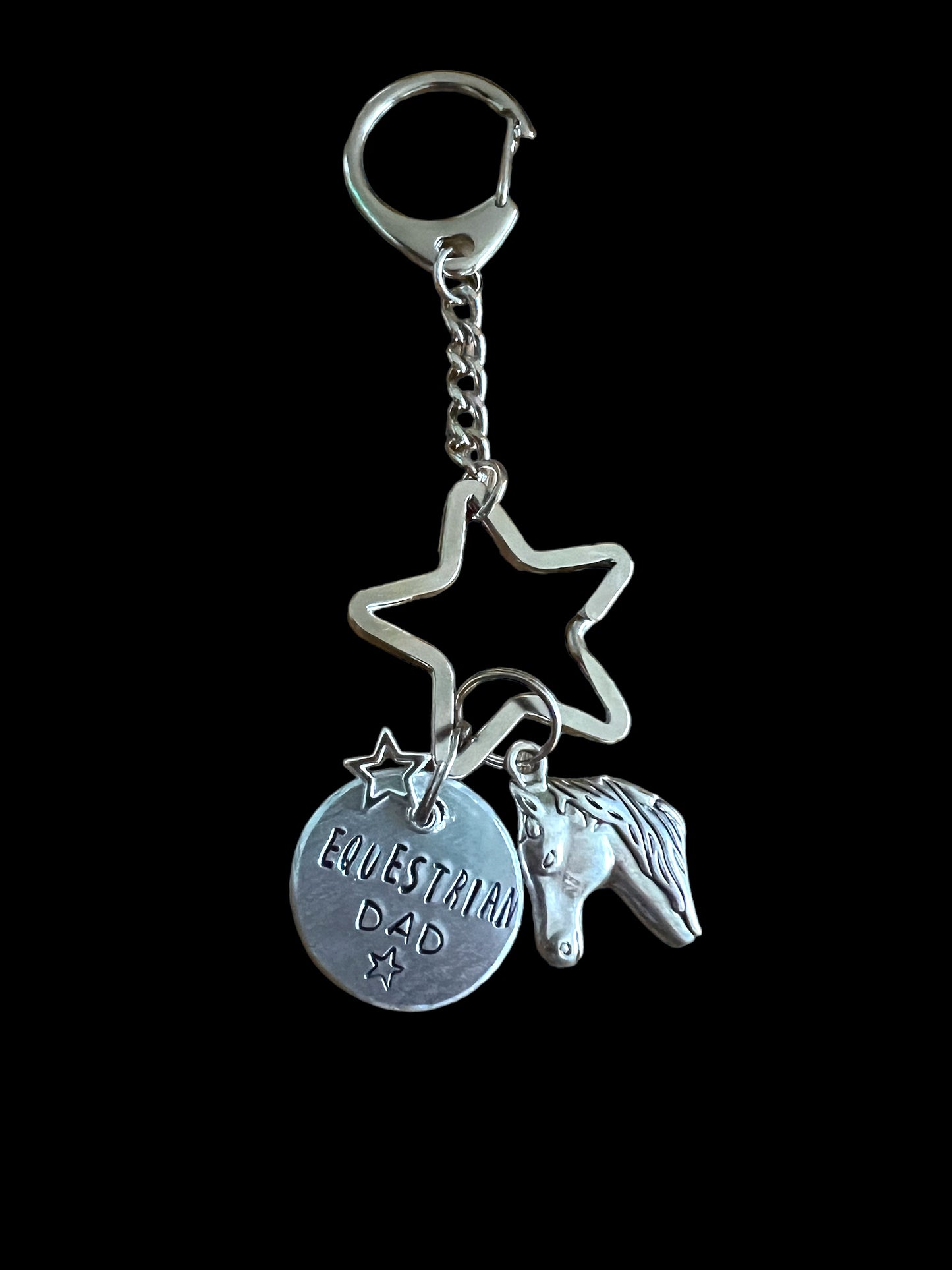 Horse lover key chain. Equestrian Mum /Mom. Hand stamped keyring . Equestrian gift