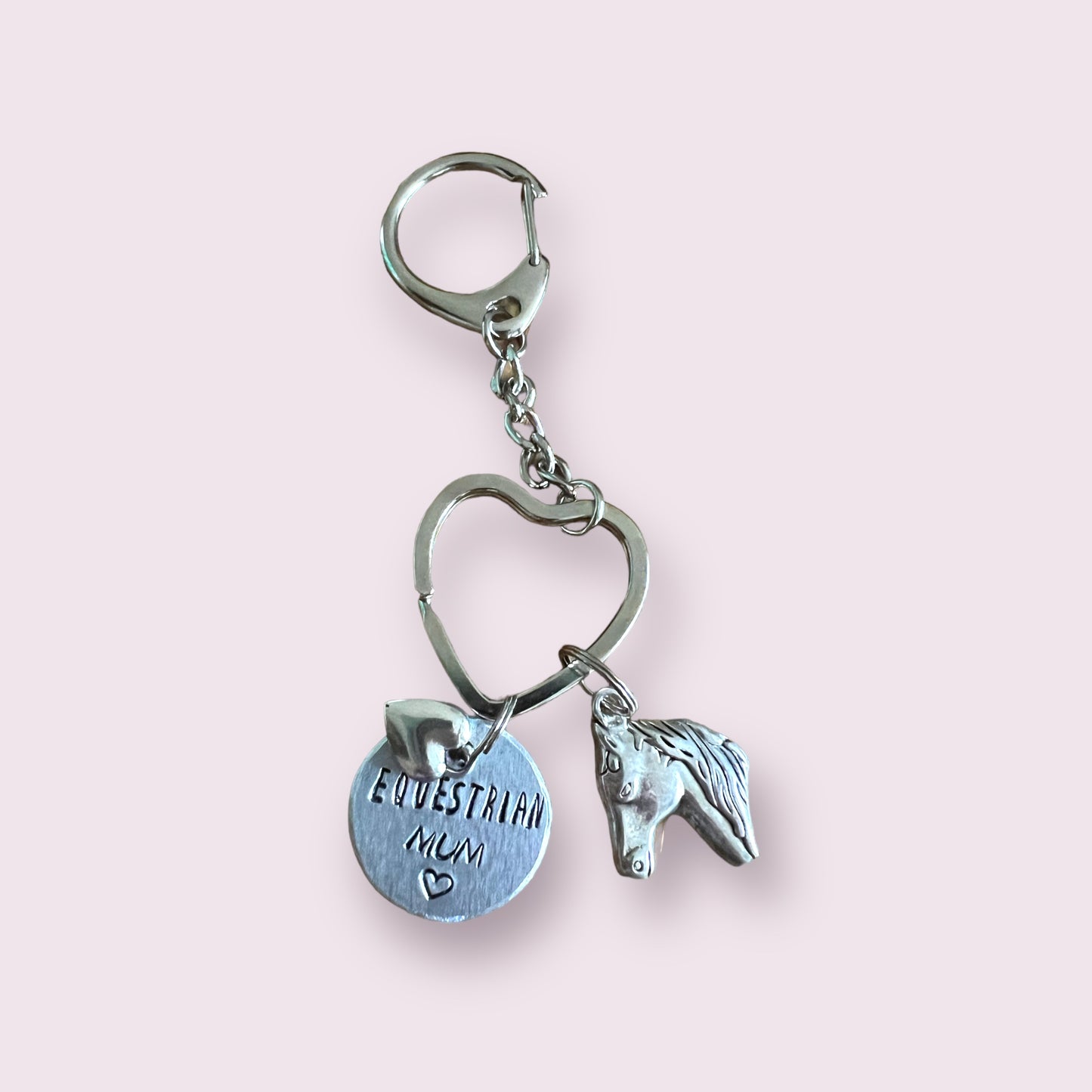 Horse lover key chain. Equestrian Mum /Mom. Hand stamped keyring . Equestrian gift