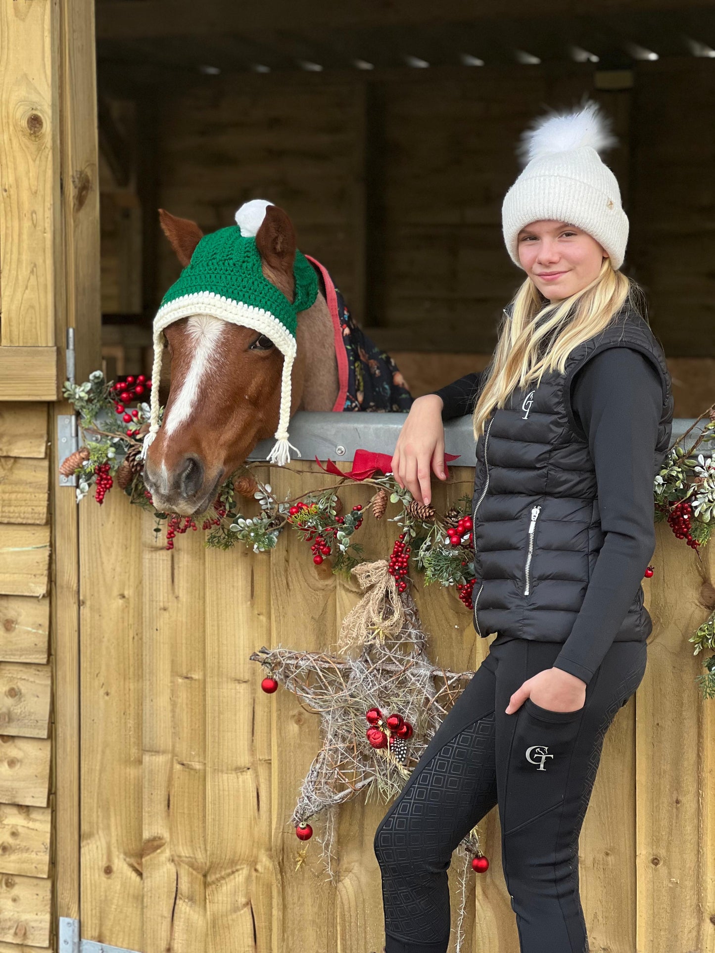 Festive Horse Crochet Bobble Hat