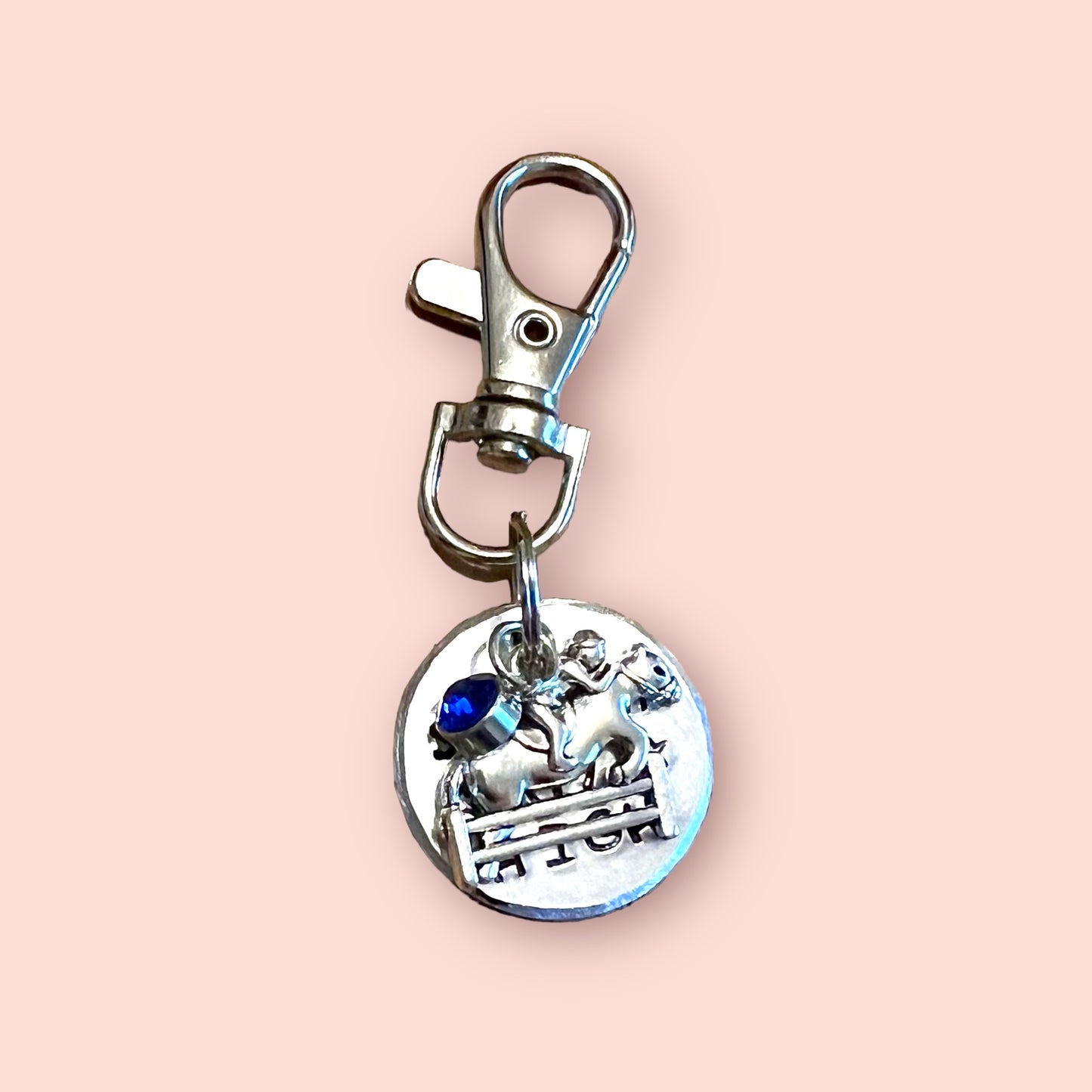 Sit Tight, Fly High, Bridle Charm. Hand stamped. Horse lover gift