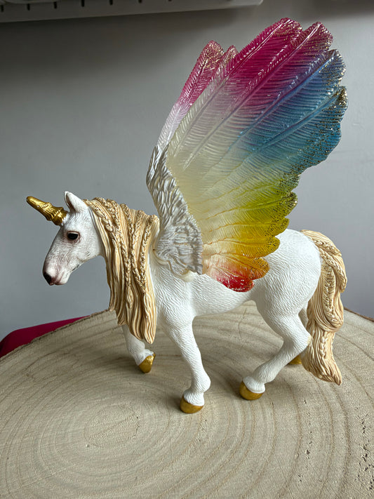 ✨Re-Loved Rockstar Schleich Winged Rainbow Unicorn- ‘Skittles’✨