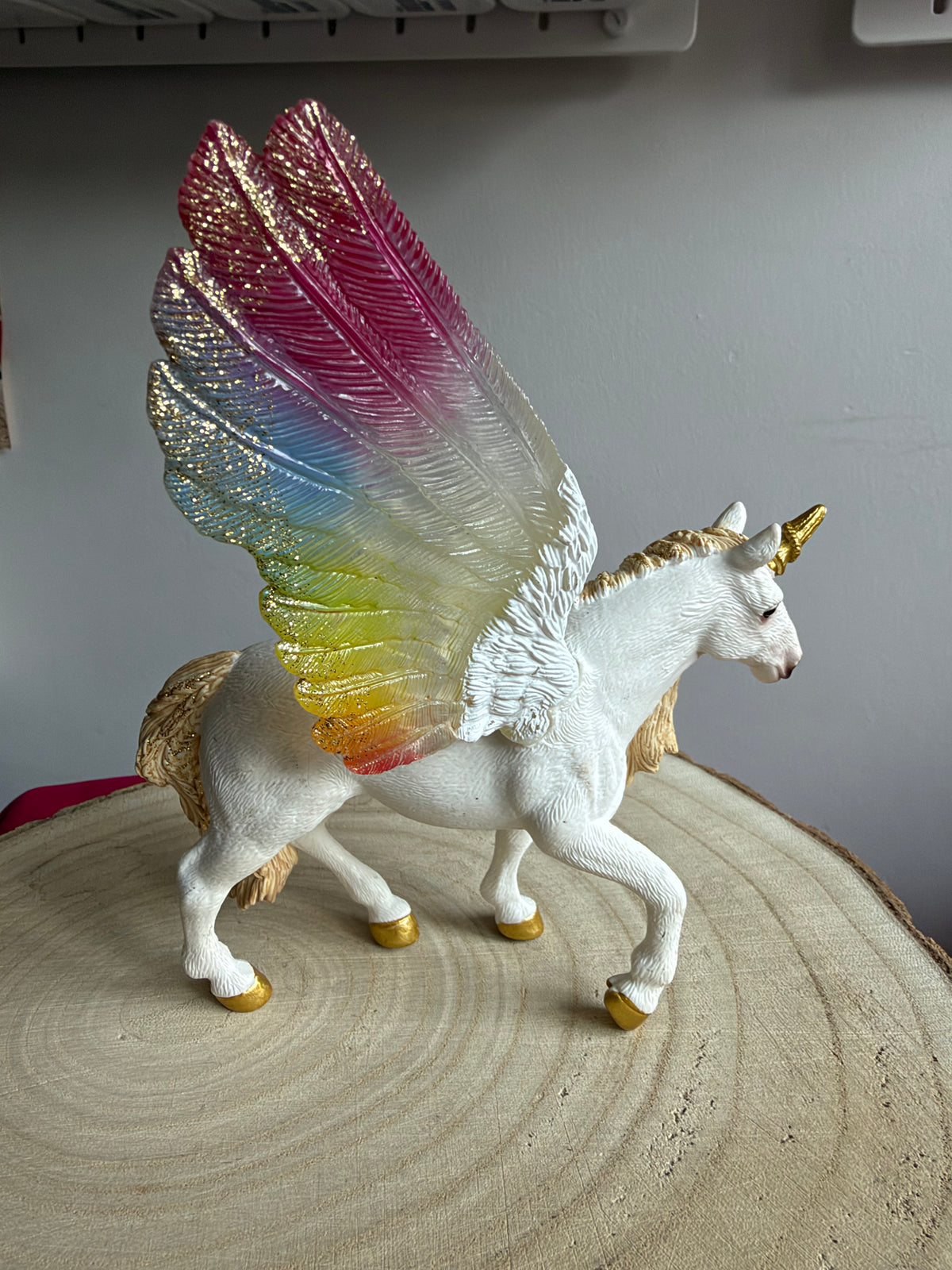 ✨Re-Loved Rockstar Schleich Winged Rainbow Unicorn- ‘Skittles’✨