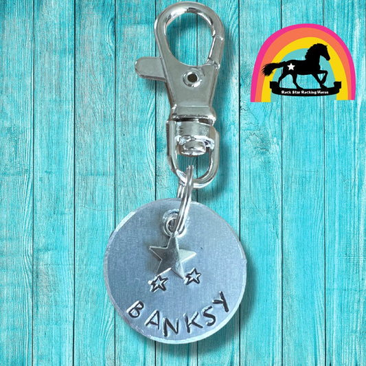 Bridle/ halter charm. Personalised horse name tag. Hand stamped.